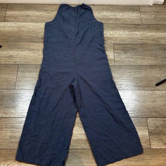 Sundance Wide Leg Jumpsuit Button Front Pockets Blue Casual Size M - Picture 2 of 7